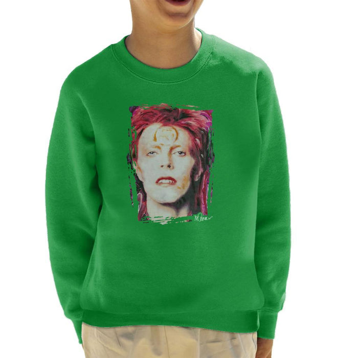 Sidney Maurer Original Portrait Of David Bowie Red Hair Kids Sweatshirt - Kids Boys Sweatshirt