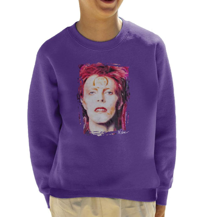 Sidney Maurer Original Portrait Of David Bowie Red Hair Kids Sweatshirt - Kids Boys Sweatshirt