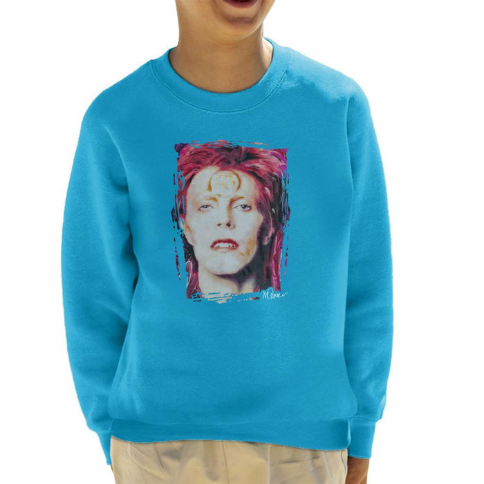 Sidney Maurer Original Portrait Of David Bowie Red Hair Kids Sweatshirt - Kids Boys Sweatshirt