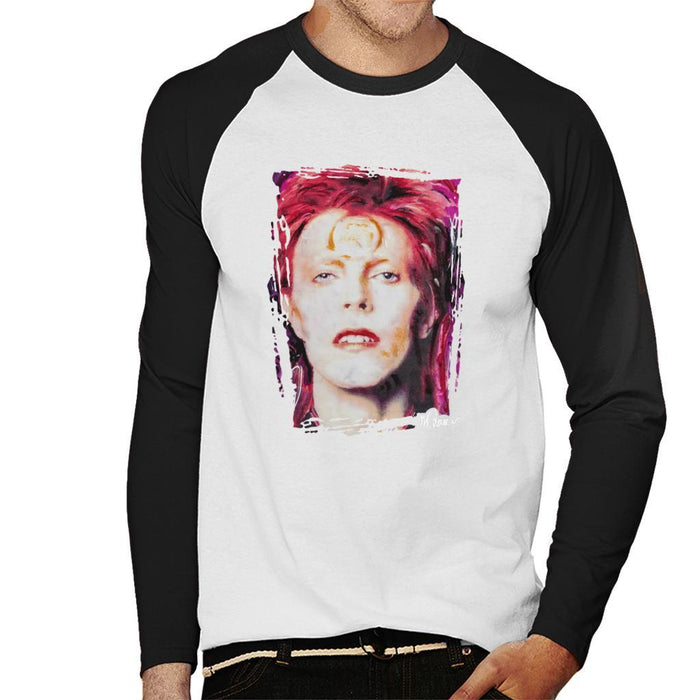 Sidney Maurer Original Portrait Of David Bowie Red Hair Mens Baseball Long Sleeved T-Shirt - Mens Baseball Long Sleeved T-Shirt