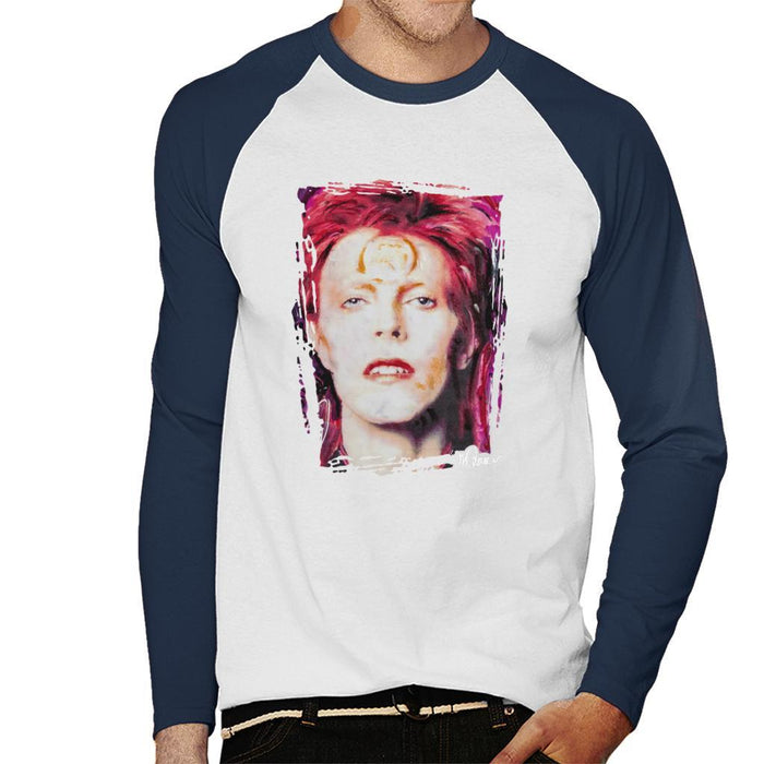 Sidney Maurer Original Portrait Of David Bowie Red Hair Mens Baseball Long Sleeved T-Shirt - Mens Baseball Long Sleeved T-Shirt