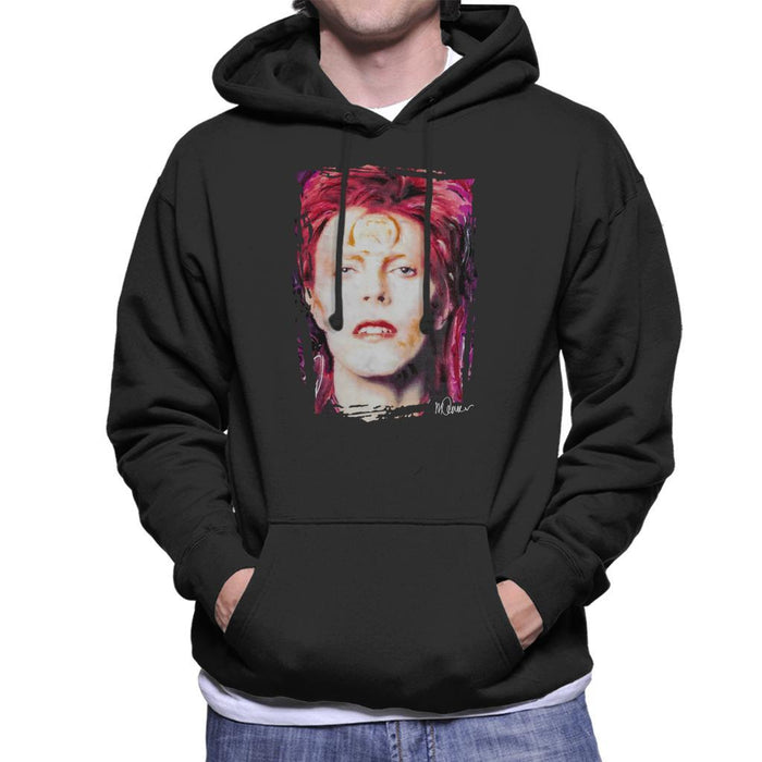 Sidney Maurer Original Portrait Of David Bowie Red Hair Mens Hooded Sweatshirt - Mens Hooded Sweatshirt