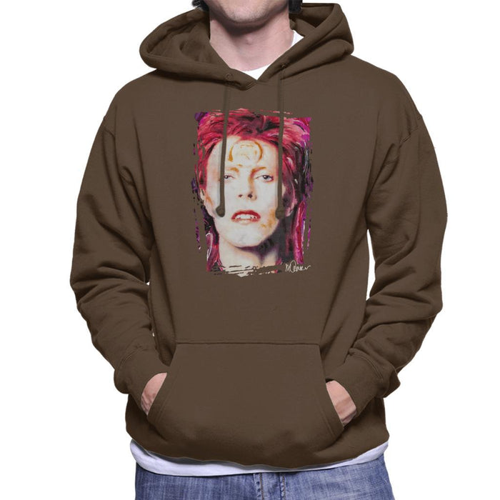 Sidney Maurer Original Portrait Of David Bowie Red Hair Mens Hooded Sweatshirt - Mens Hooded Sweatshirt