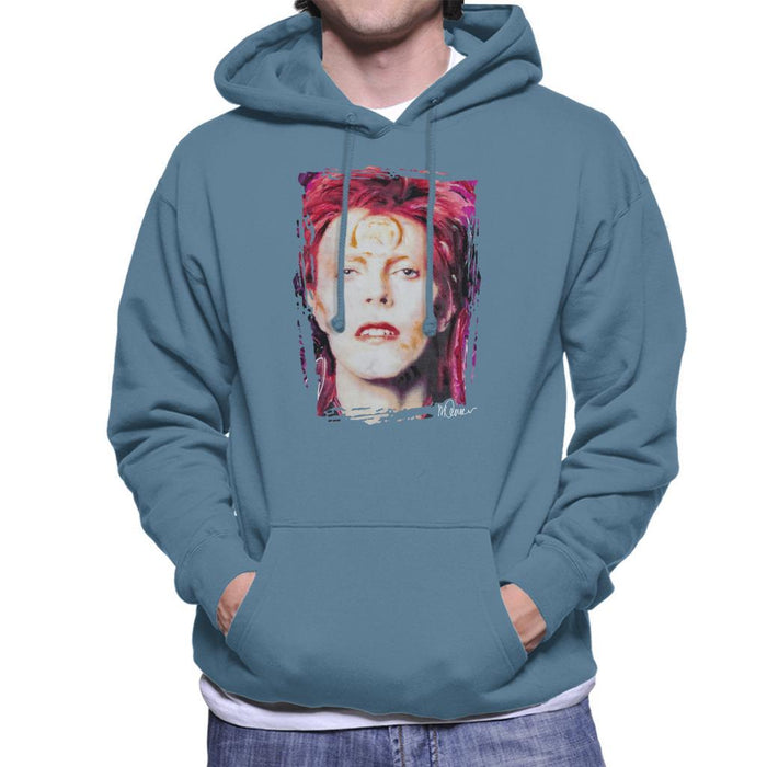 Sidney Maurer Original Portrait Of David Bowie Red Hair Mens Hooded Sweatshirt - Mens Hooded Sweatshirt