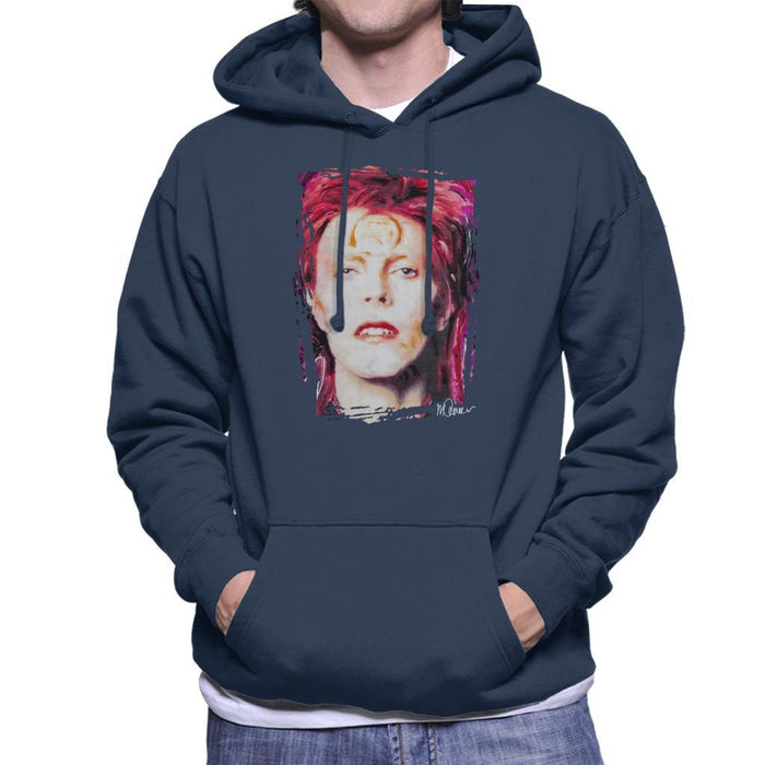 Sidney Maurer Original Portrait Of David Bowie Red Hair Mens Hooded Sweatshirt - Mens Hooded Sweatshirt