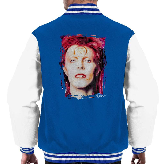 Sidney Maurer Original Portrait Of David Bowie Red Hair Mens Varsity Jacket - Small / Royal/White - Mens Varsity Jacket