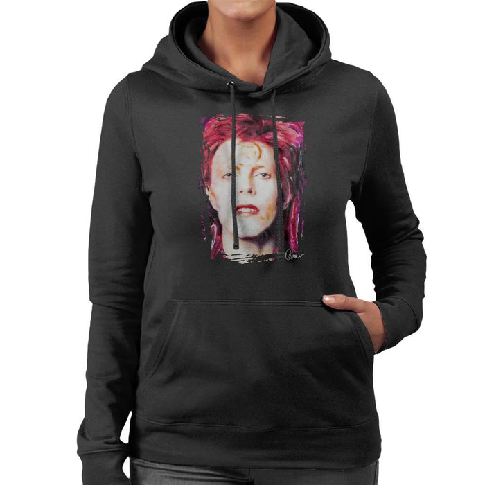 Sidney Maurer Original Portrait Of David Bowie Red Hair Womens Hooded Sweatshirt - Womens Hooded Sweatshirt