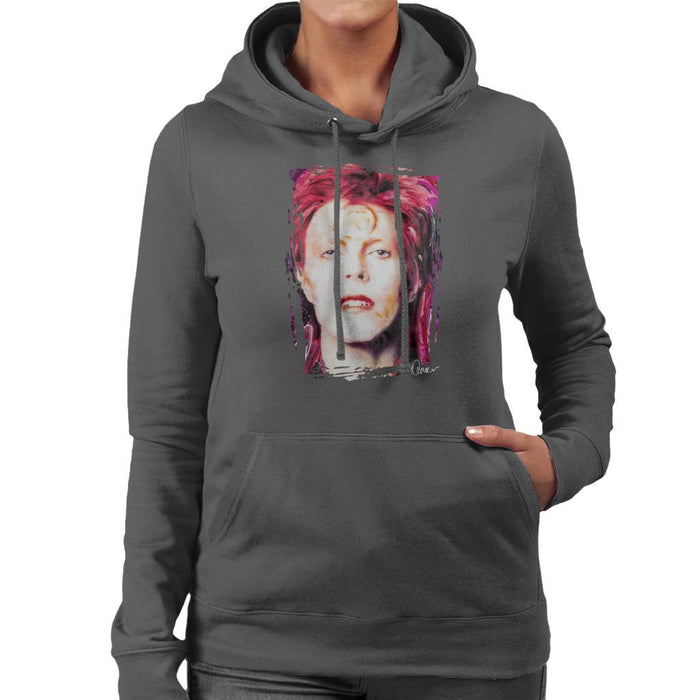 Sidney Maurer Original Portrait Of David Bowie Red Hair Womens Hooded Sweatshirt - Womens Hooded Sweatshirt