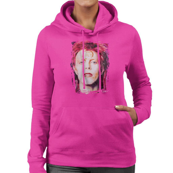 Sidney Maurer Original Portrait Of David Bowie Red Hair Womens Hooded Sweatshirt - Womens Hooded Sweatshirt
