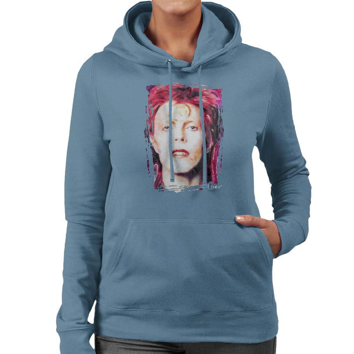 Sidney Maurer Original Portrait Of David Bowie Red Hair Womens Hooded Sweatshirt - Womens Hooded Sweatshirt