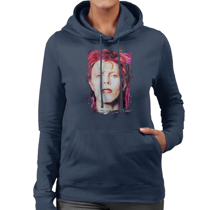 Sidney Maurer Original Portrait Of David Bowie Red Hair Womens Hooded Sweatshirt - Womens Hooded Sweatshirt