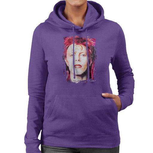 Sidney Maurer Original Portrait Of David Bowie Red Hair Womens Hooded Sweatshirt - Womens Hooded Sweatshirt