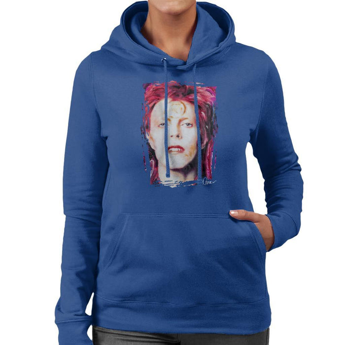 Sidney Maurer Original Portrait Of David Bowie Red Hair Womens Hooded Sweatshirt - Womens Hooded Sweatshirt