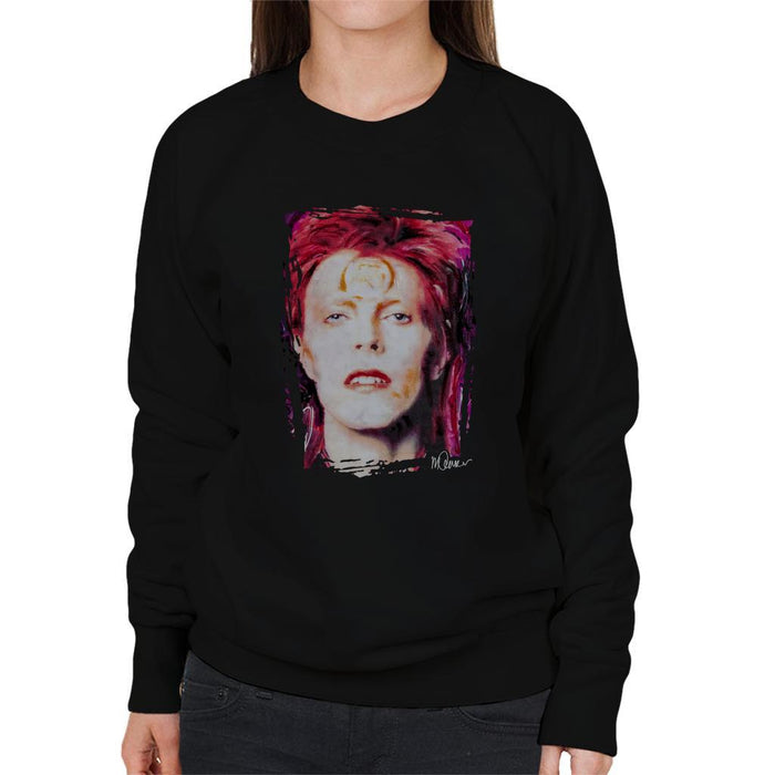 Sidney Maurer Original Portrait Of David Bowie Red Hair Womens Sweatshirt - Womens Sweatshirt