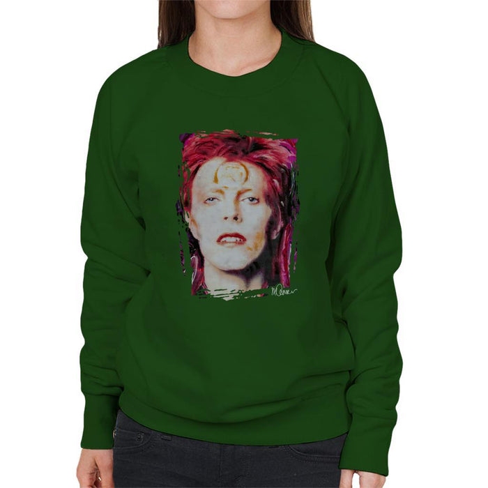 Sidney Maurer Original Portrait Of David Bowie Red Hair Womens Sweatshirt - Womens Sweatshirt