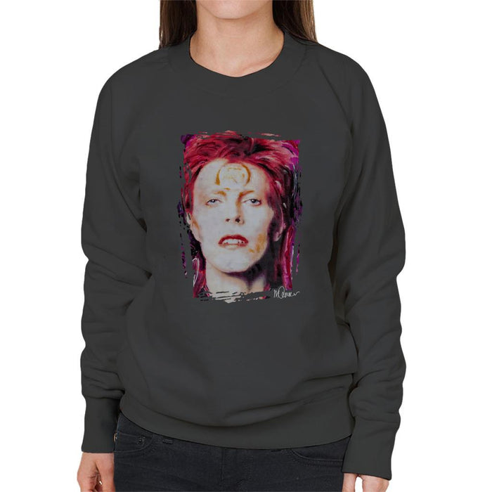 Sidney Maurer Original Portrait Of David Bowie Red Hair Womens Sweatshirt - Womens Sweatshirt