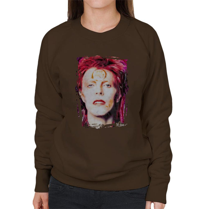 Sidney Maurer Original Portrait Of David Bowie Red Hair Womens Sweatshirt - Womens Sweatshirt