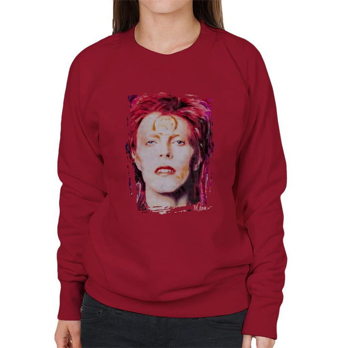Sidney Maurer Original Portrait Of David Bowie Red Hair Womens Sweatshirt - Womens Sweatshirt