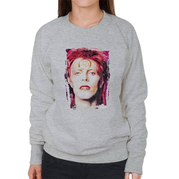 Sidney Maurer Original Portrait Of David Bowie Red Hair Womens Sweatshirt - Womens Sweatshirt