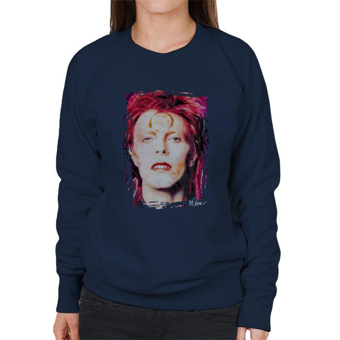 Sidney Maurer Original Portrait Of David Bowie Red Hair Womens Sweatshirt - Womens Sweatshirt