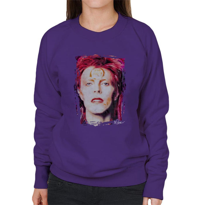Sidney Maurer Original Portrait Of David Bowie Red Hair Womens Sweatshirt - Womens Sweatshirt