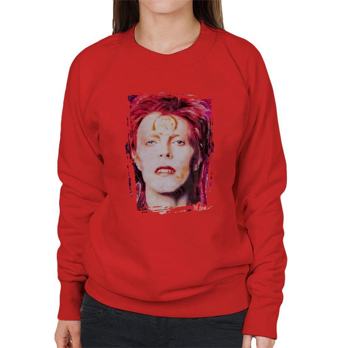 Sidney Maurer Original Portrait Of David Bowie Red Hair Womens Sweatshirt - Womens Sweatshirt