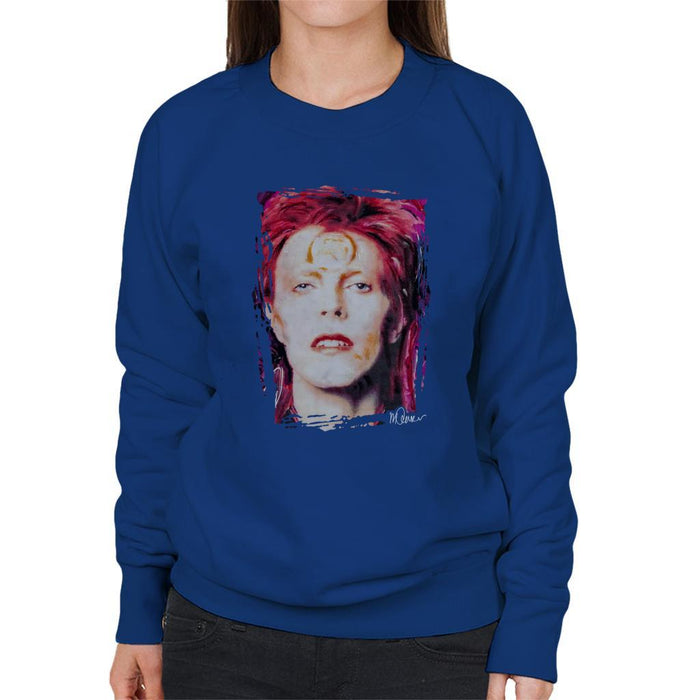 Sidney Maurer Original Portrait Of David Bowie Red Hair Womens Sweatshirt - Womens Sweatshirt