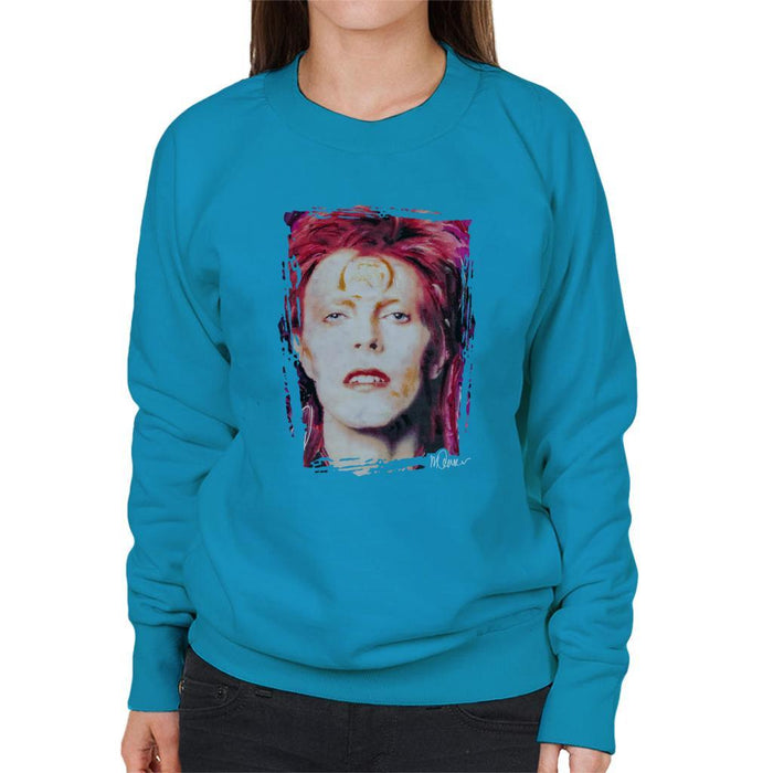 Sidney Maurer Original Portrait Of David Bowie Red Hair Womens Sweatshirt - Womens Sweatshirt