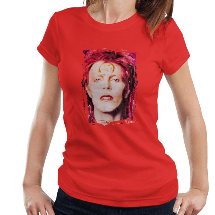 Sidney Maurer Original Portrait Of David Bowie Red Hair Womens T-Shirt - Womens T-Shirt