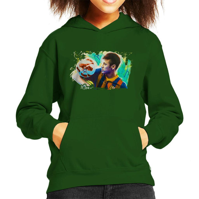 Sidney Maurer Original Portrait Of Neymar Barcelona Kids Hooded Sweatshirt - Kids Boys Hooded Sweatshirt