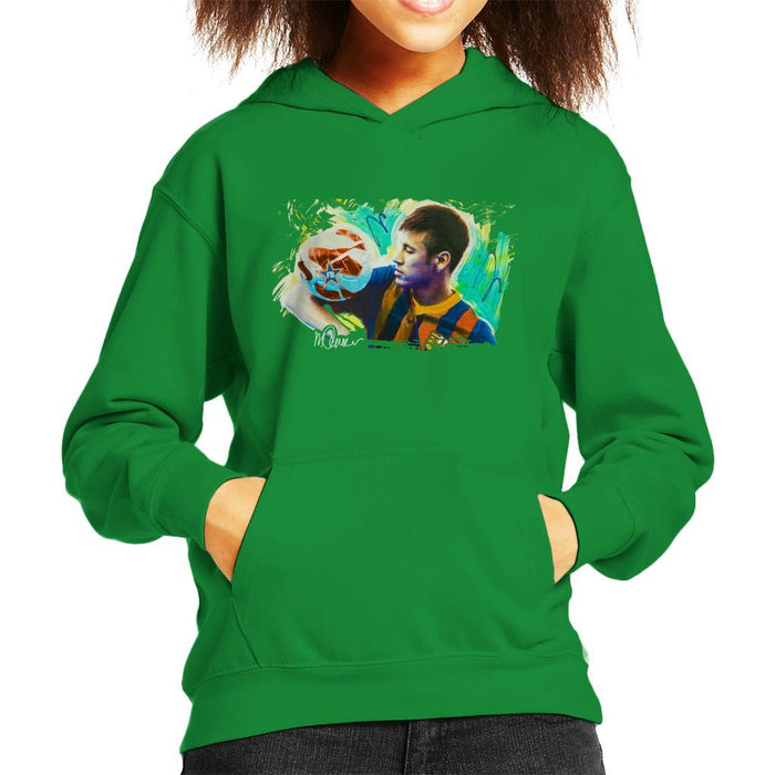 Sidney Maurer Original Portrait Of Neymar Barcelona Kids Hooded Sweatshirt - Kids Boys Hooded Sweatshirt