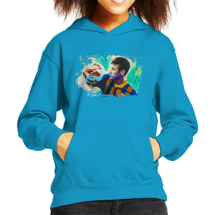 Sidney Maurer Original Portrait Of Neymar Barcelona Kids Hooded Sweatshirt - Kids Boys Hooded Sweatshirt