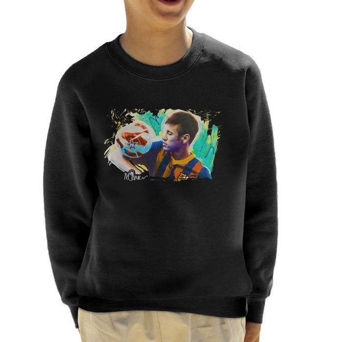 Sidney Maurer Original Portrait Of Neymar Barcelona Kids Sweatshirt - Kids Boys Sweatshirt