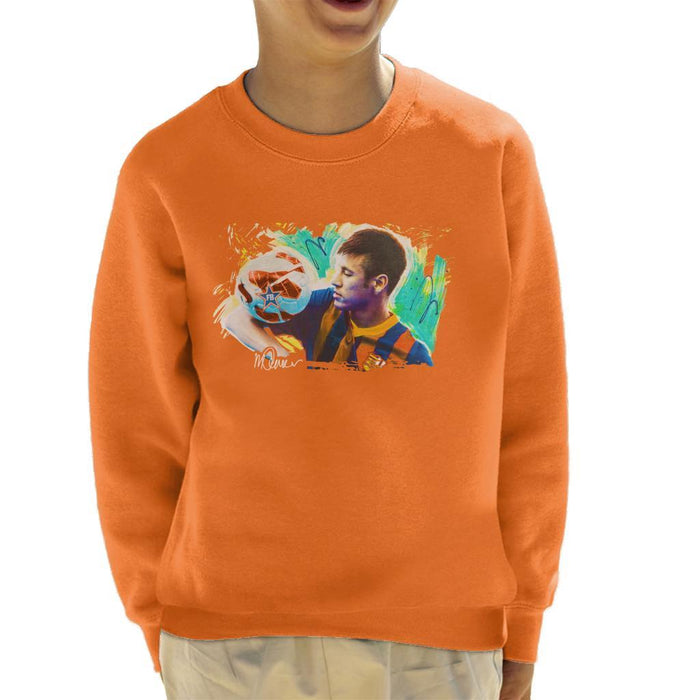Sidney Maurer Original Portrait Of Neymar Barcelona Kids Sweatshirt - Kids Boys Sweatshirt