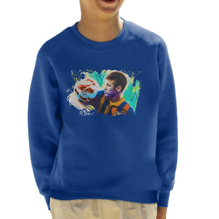 Sidney Maurer Original Portrait Of Neymar Barcelona Kids Sweatshirt - Kids Boys Sweatshirt