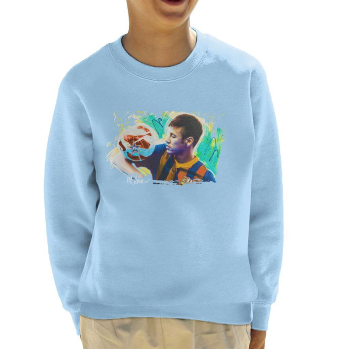 Sidney Maurer Original Portrait Of Neymar Barcelona Kids Sweatshirt - Kids Boys Sweatshirt