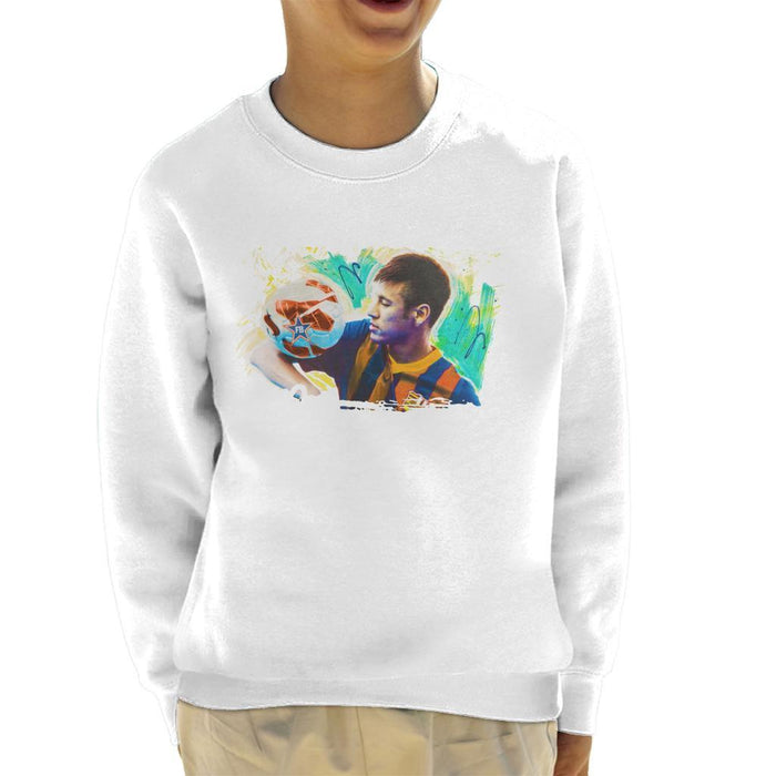 Sidney Maurer Original Portrait Of Neymar Barcelona Kids Sweatshirt - Kids Boys Sweatshirt