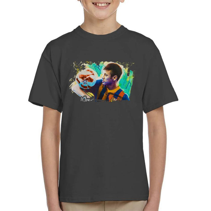 Sidney Maurer Original Portrait Of Neymar Barcelona Kids T-Shirt - Kids Boys T-Shirt