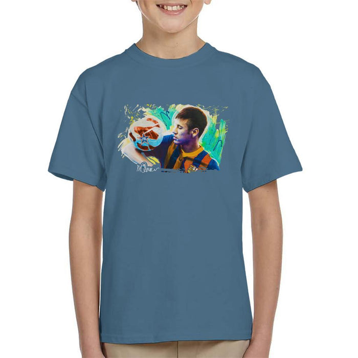 Sidney Maurer Original Portrait Of Neymar Barcelona Kids T-Shirt - Kids Boys T-Shirt