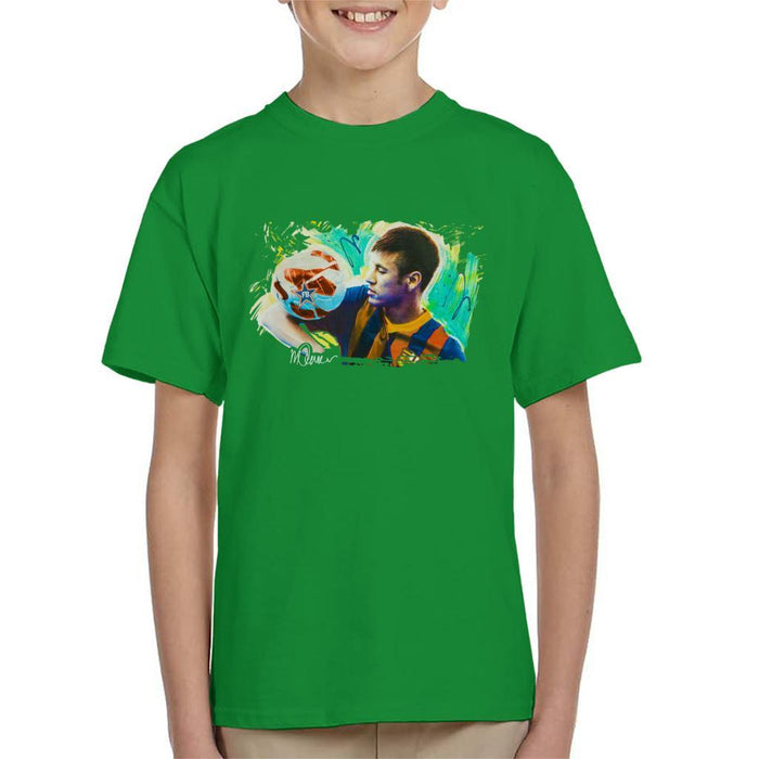 Sidney Maurer Original Portrait Of Neymar Barcelona Kids T-Shirt - Kids Boys T-Shirt