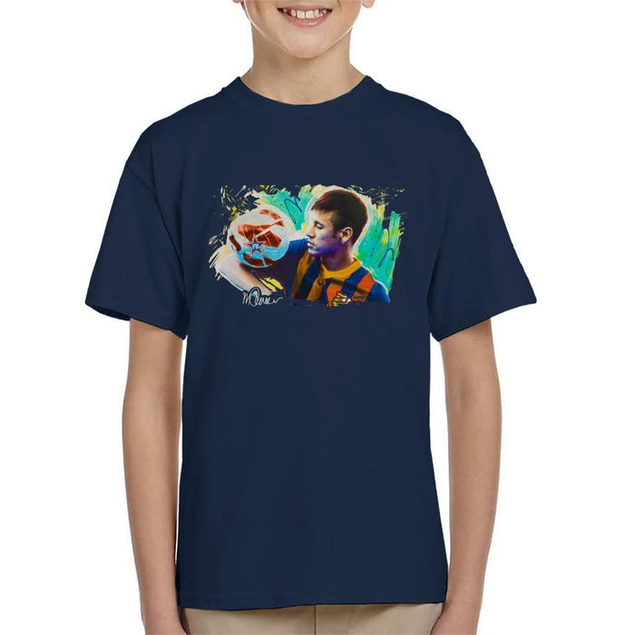 Sidney Maurer Original Portrait Of Neymar Barcelona Kids T-Shirt - Kids Boys T-Shirt