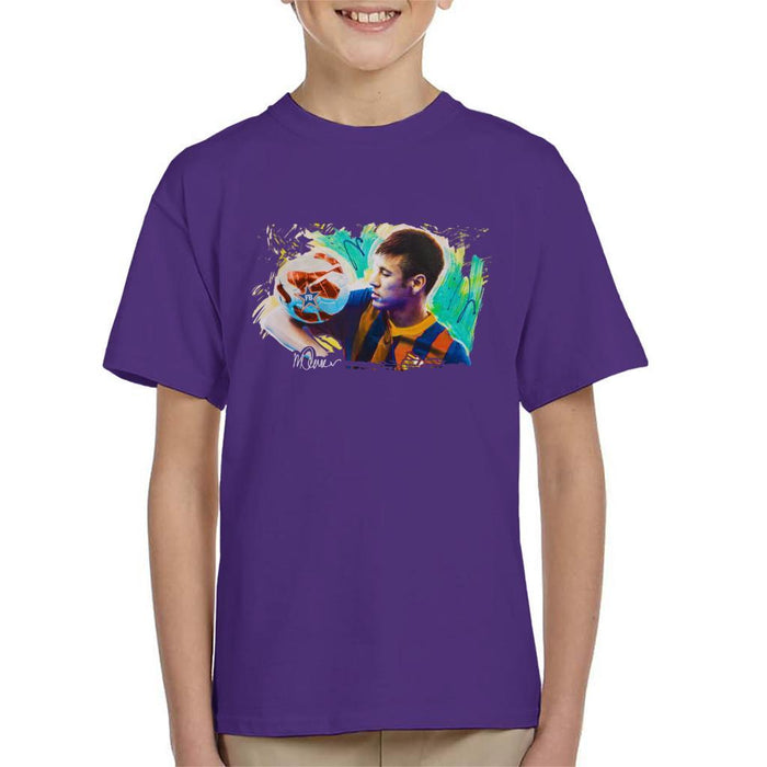 Sidney Maurer Original Portrait Of Neymar Barcelona Kids T-Shirt - Kids Boys T-Shirt