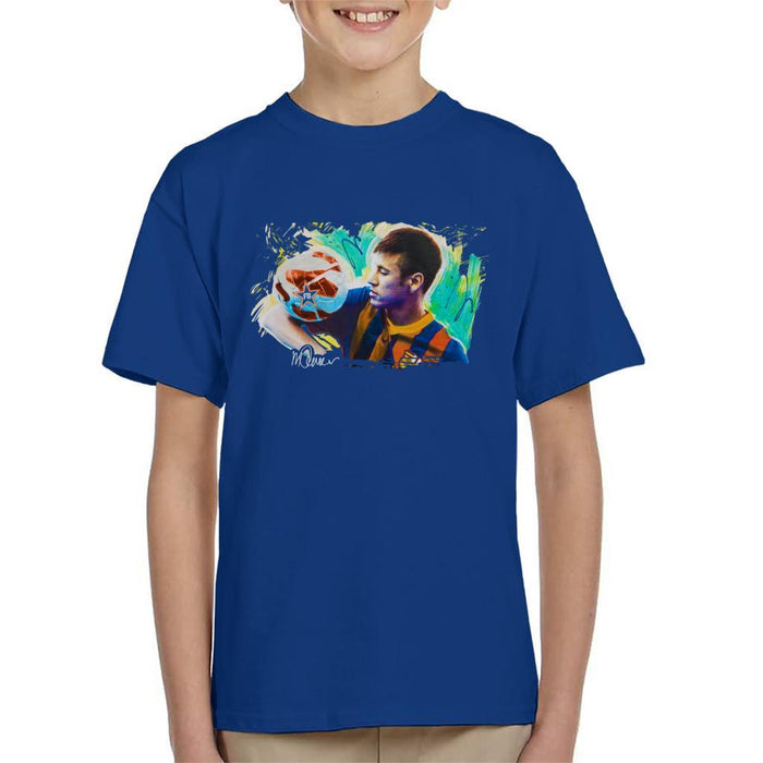 Sidney Maurer Original Portrait Of Neymar Barcelona Kids T-Shirt - Kids Boys T-Shirt