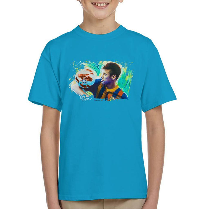 Sidney Maurer Original Portrait Of Neymar Barcelona Kids T-Shirt - Kids Boys T-Shirt
