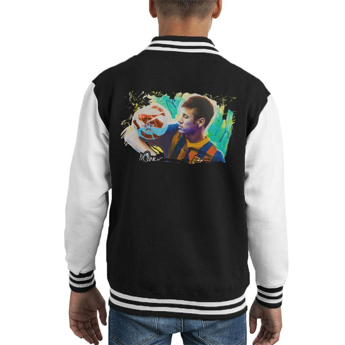 Sidney Maurer Original Portrait Of Neymar Barcelona Kids Varsity Jacket - Kids Boys Varsity Jacket
