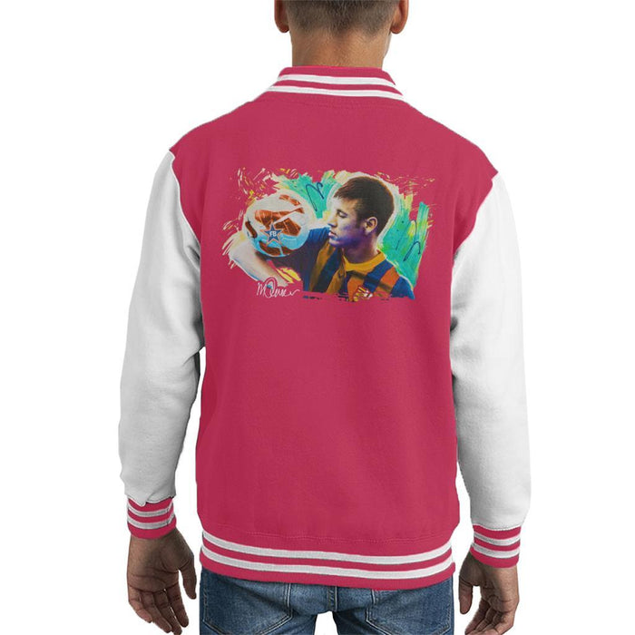 Sidney Maurer Original Portrait Of Neymar Barcelona Kids Varsity Jacket - Kids Boys Varsity Jacket