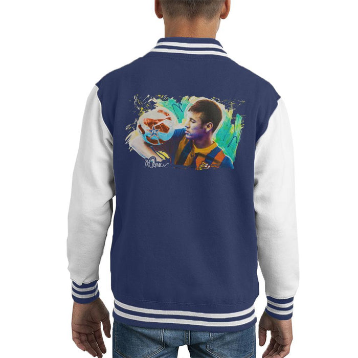 Sidney Maurer Original Portrait Of Neymar Barcelona Kids Varsity Jacket - Kids Boys Varsity Jacket