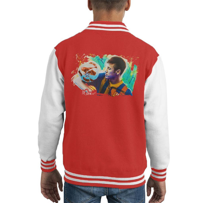 Sidney Maurer Original Portrait Of Neymar Barcelona Kids Varsity Jacket - Kids Boys Varsity Jacket