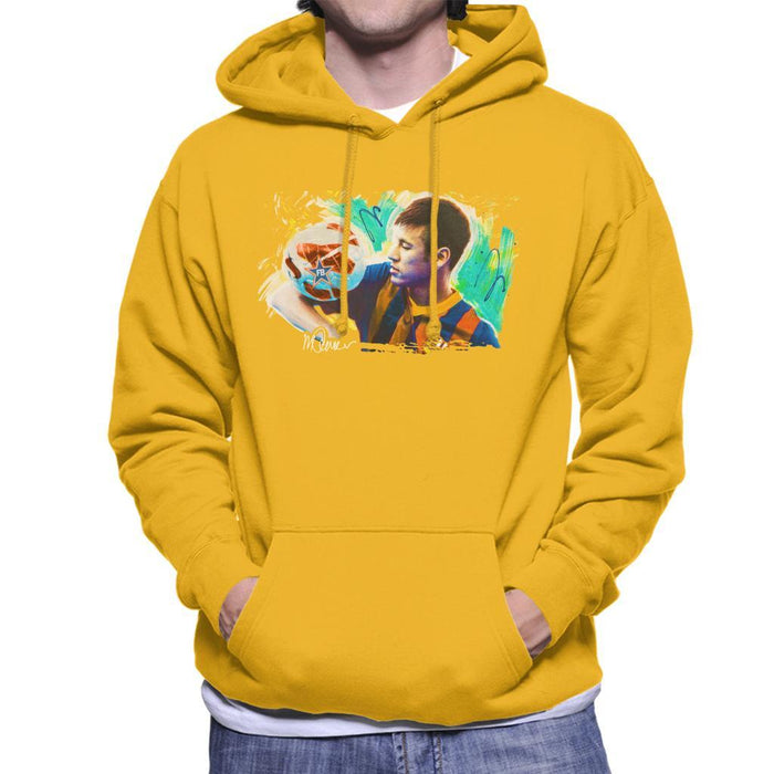 Sidney Maurer Original Portrait Of Neymar Barcelona Mens Hooded Sweatshirt - Small / Gold - Mens Hooded Sweatshirt