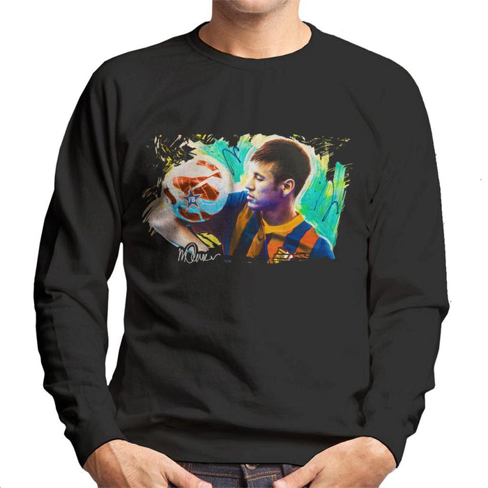 Sidney Maurer Original Portrait Of Neymar Barcelona Mens Sweatshirt - Mens Sweatshirt